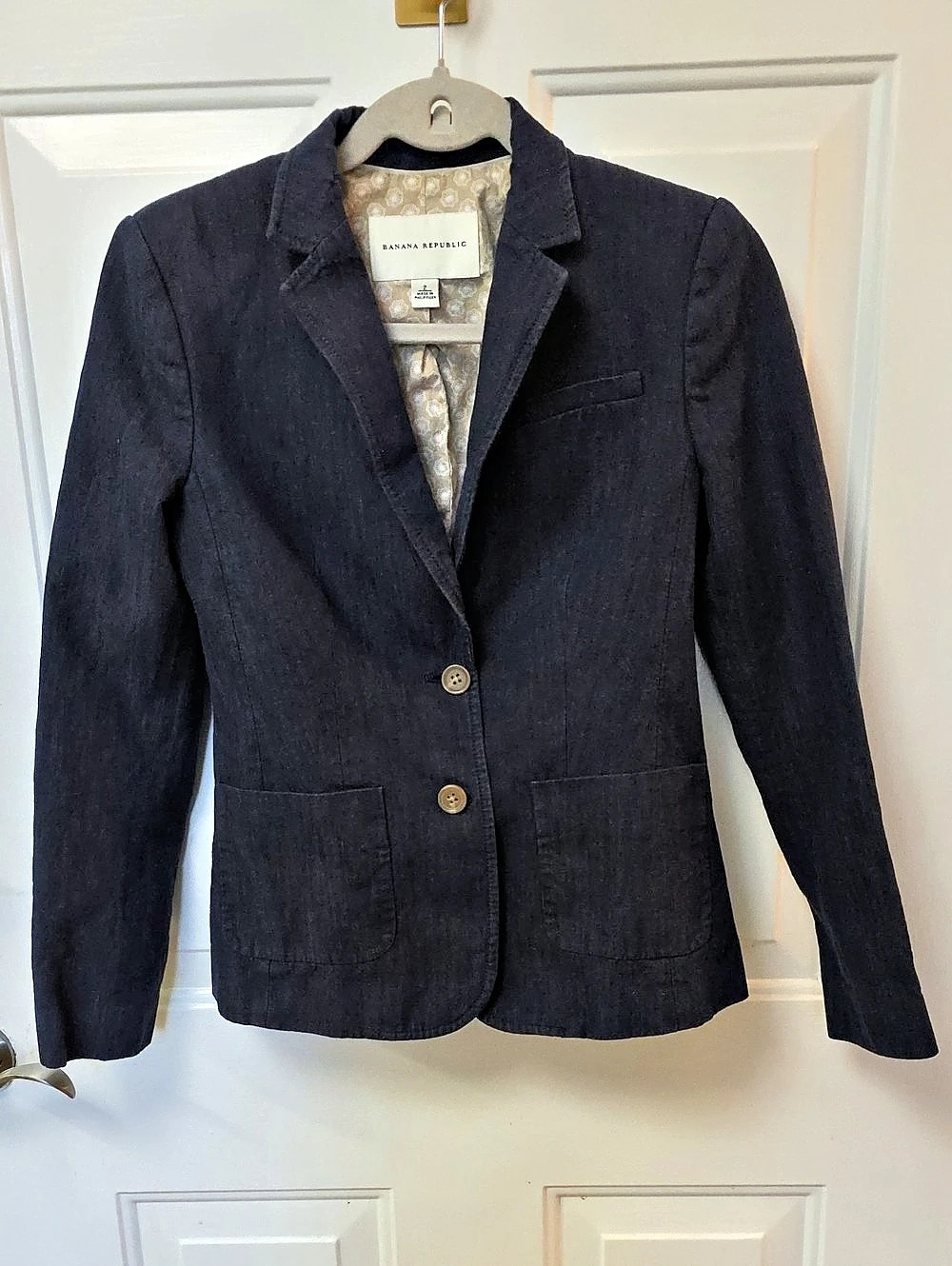 Banana Republic Boyfriend Blazer Linen Blend Blazer in Blue